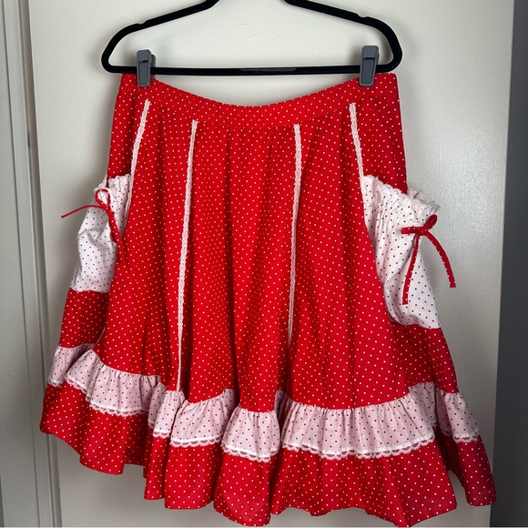 Graybo Originals Red White PolkaDot Vintage”Minnie Mouse”Inspired Prairie Skirt - Picture 5 of 13
